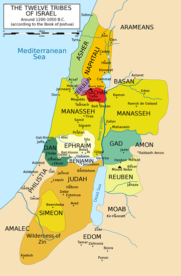Complete (but concise) list of minor tribes (clans, descendants, or other groups of people) in the Bible 1 2000px 12 tribes of israel map