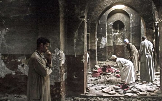 Christian persecution - a destroyed church