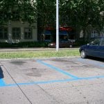 Parking spaces in a blue disc zone