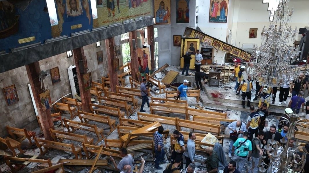 Mar Elias Church, Damascus, after a shooting and detonation of an explosive device